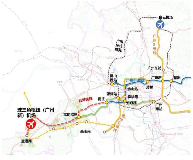 新機(jī)場(chǎng)規(guī)劃城市軌道交通示意圖
