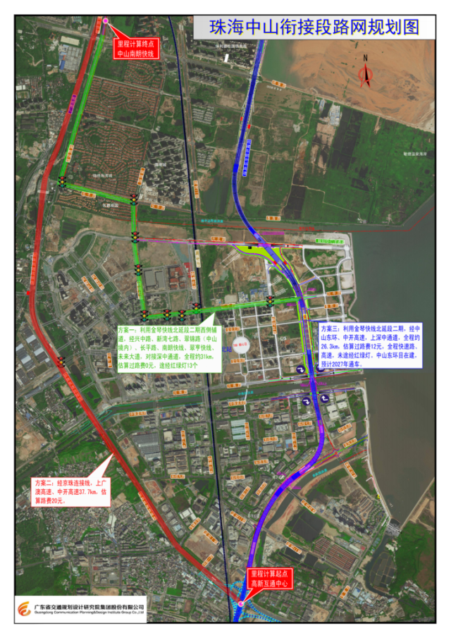 珠海銜接深中通道路網(wǎng)示意圖。圖片來(lái)源：市公共工程建設(shè)中心