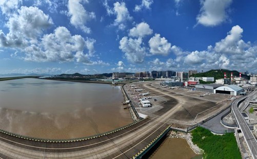 填海擴建工程項目施工區(qū)域。澳門國際機場專營股份有限公司供圖