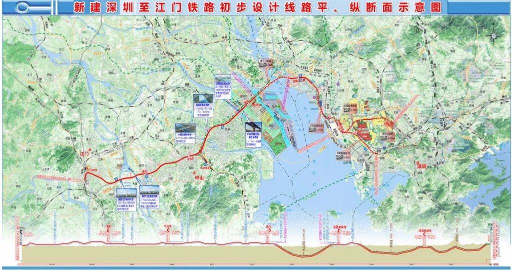 深圳至江門鐵路初步設(shè)計(jì)線路平、縱斷面示意圖