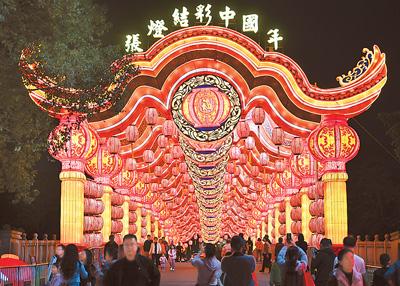 游客在參觀2025年粵港澳大灣區(qū)燈會。