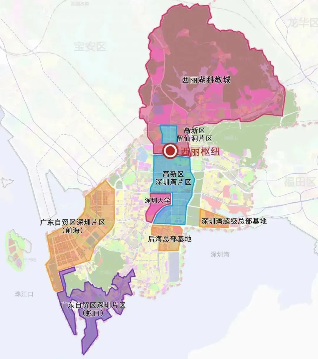 西麗高鐵樞紐區(qū)域位置圖。圖源：深圳市規(guī)劃和自然資源局