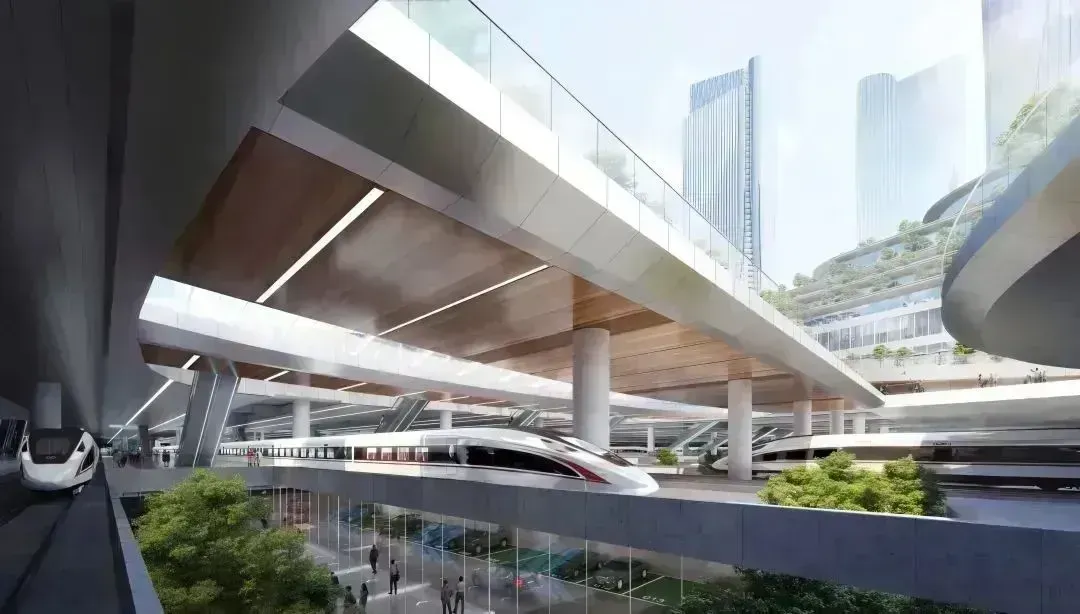 西麗高鐵樞紐（規(guī)劃效果圖）。圖源：中鐵第四勘察設(shè)計院集團(tuán)